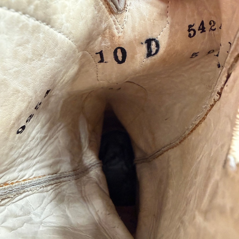 Vintage Hondo Western Cowboy Boots 10D Black Tan Brown Lizard Wingtip Pointed - Picture 10 of 11